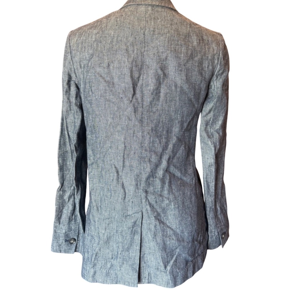 Banana Republic Linen Blazer One Button Casual Office Career Blue Womens Size 2 - Picture 2 of 7